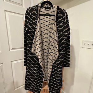 Women's contemporary black tan geometric cardigan Brittany Black Large Hoodie